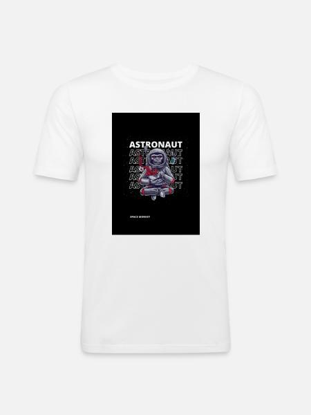 Singe cosmonaute - T-shirt près du corps Homme - blanc