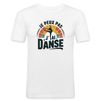 Ich kann nicht Vintage tanzen - Männer Slim Fit T-Shirt - Weiß - Vorne - Nik (191cm)