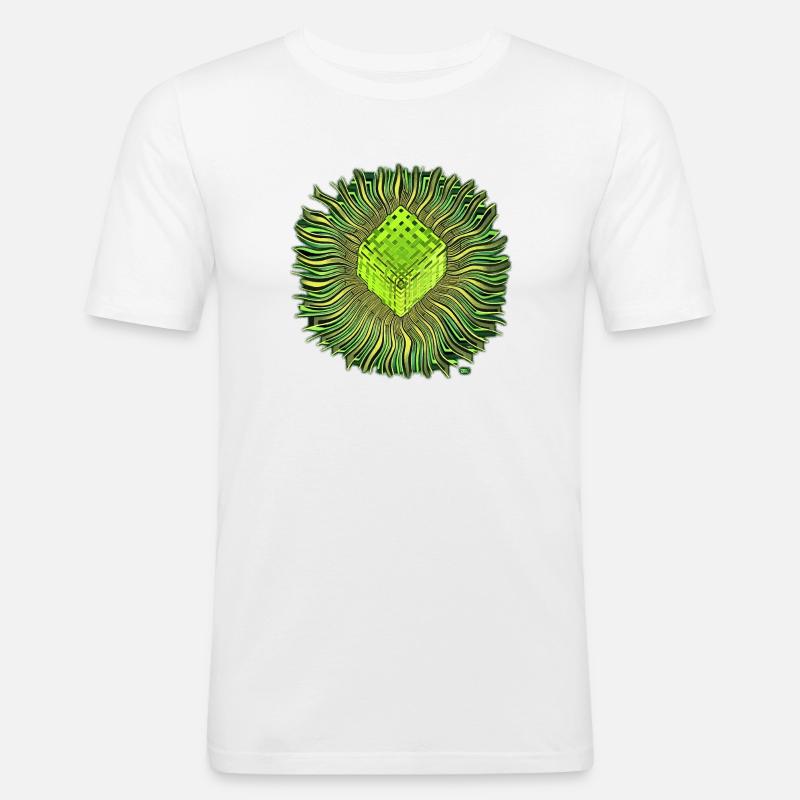 Psychédélique Cube / Cube psychédélique - T-shirt près du corps Homme - blanc