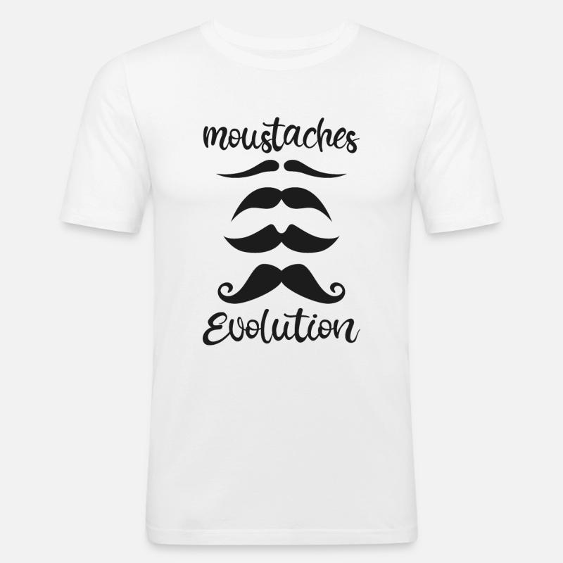 Schnurrbart Evolution - Männer Slim Fit T-Shirt - Weiß