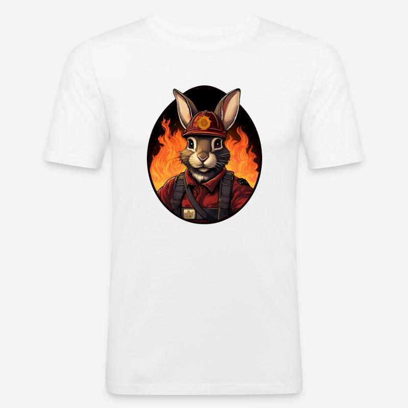 Firefighter Rabbit - Men's Slim Fit T-Shirt - white