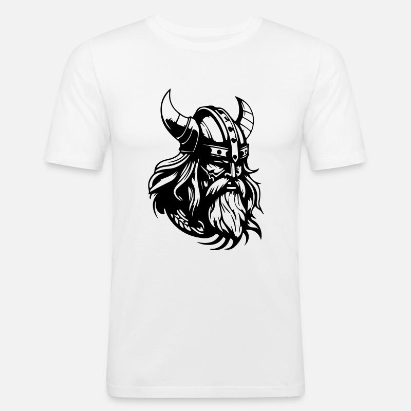 Wikinger Helm Krieger Valhalla - Männer Slim Fit T-Shirt - Weiß