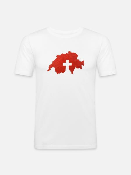 Schweiz Kreuz - Männer Slim Fit T-Shirt - Weiß