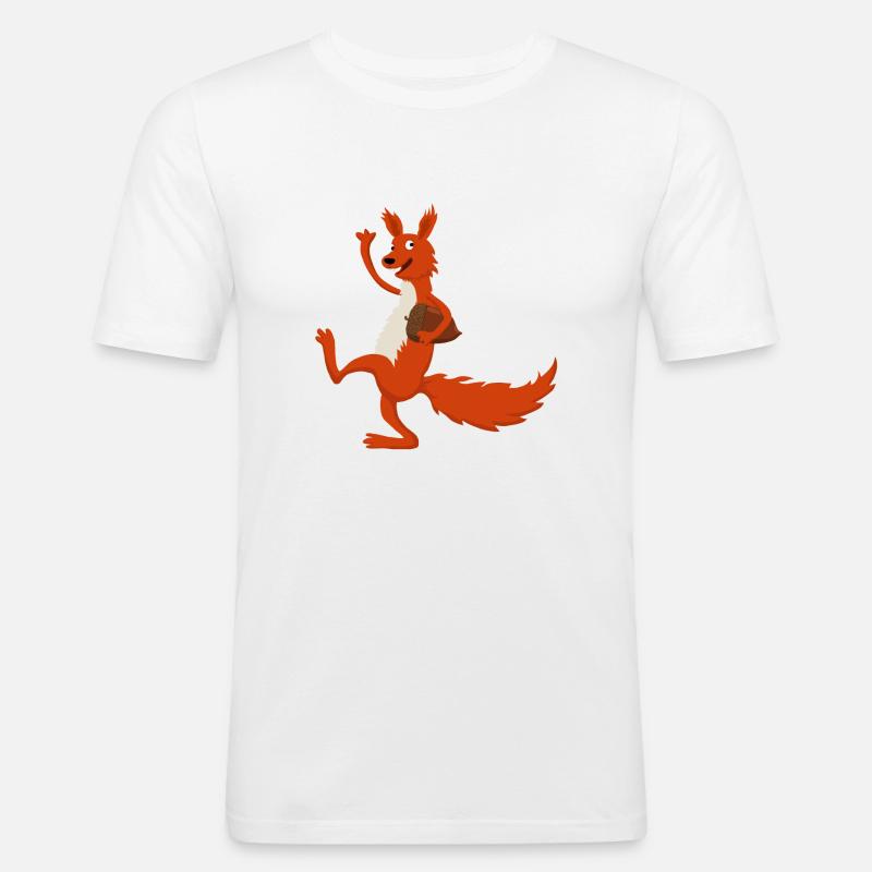 Eichhörnchen mit Eichel - Männer Slim Fit T-Shirt - Weiß