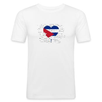 Drapeau de Cuba Caraïbes Vacances Cuba Voyage La Havane - T-shirt près du corps Homme - blanc - Devant - Nik (191cm)