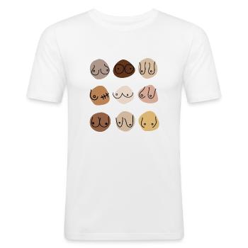Boobs same but different - Männer Slim Fit T-Shirt - Weiß - Vorne - Nik (191cm)