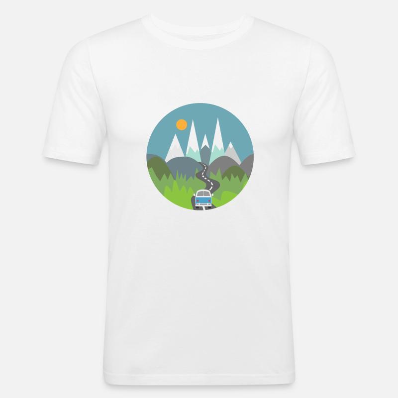 Camping - Männer Slim Fit T-Shirt - Weiß