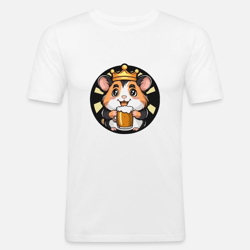 Hamster Bier Comic - Männer Slim Fit T-Shirt - Weiß