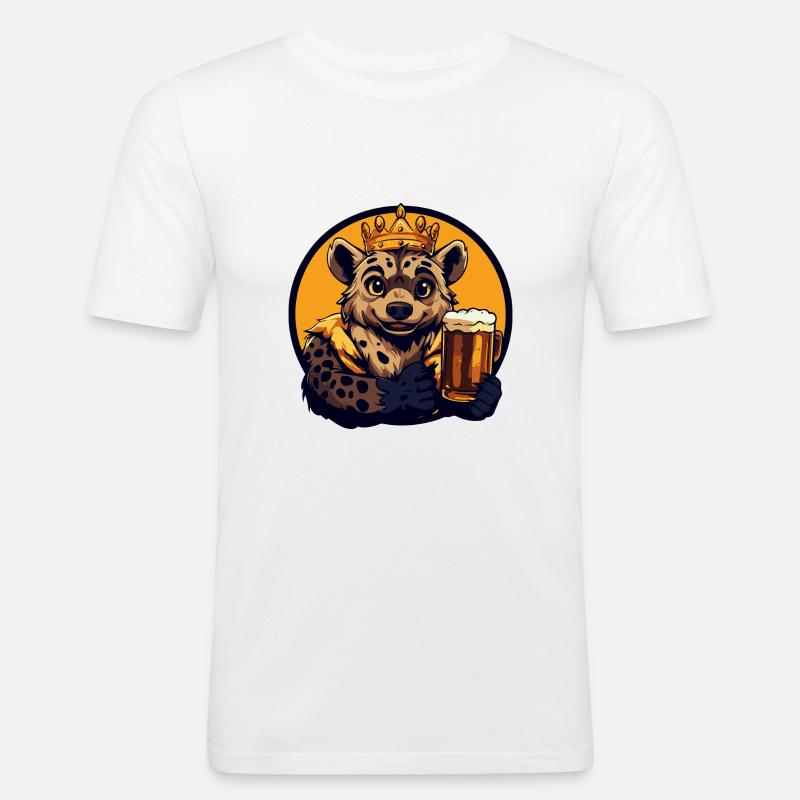 Hyäne Bier Comic - Männer Slim Fit T-Shirt - Weiß