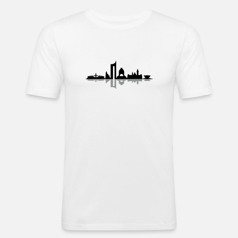 Skyline - Leipzig - Männer Slim Fit T-Shirt - Weiß