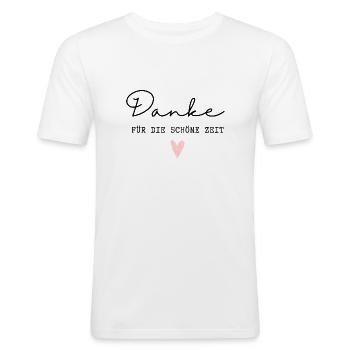 Danke für die schöne Zeit / Danke für Alles - Männer Slim Fit T-Shirt - Weiß - Vorne - Nik (191cm)