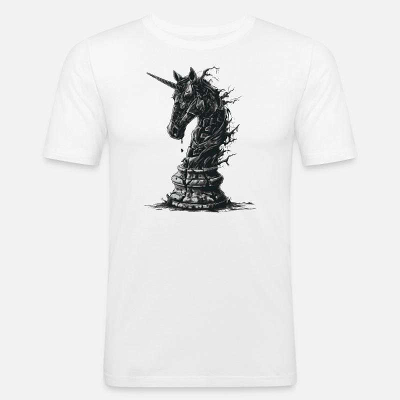 Springer Schach Pferd - Männer Slim Fit T-Shirt - Weiß