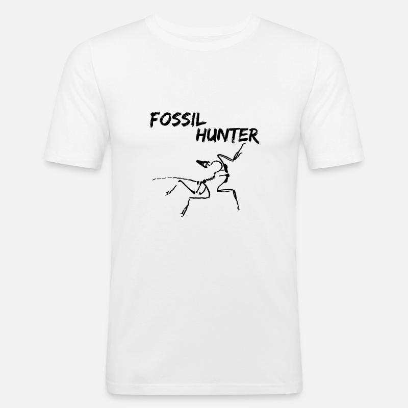 fossil hunter mit archäopteryx - Männer Slim Fit T-Shirt - Weiß