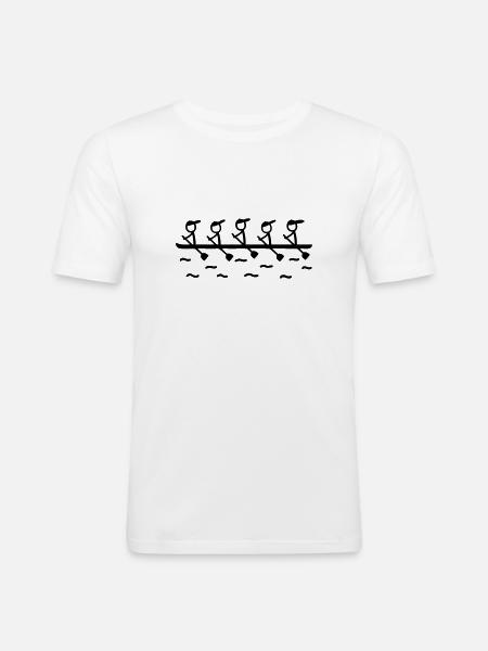 Rudern Fünfer Boot - Männer Slim Fit T-Shirt - Weiß