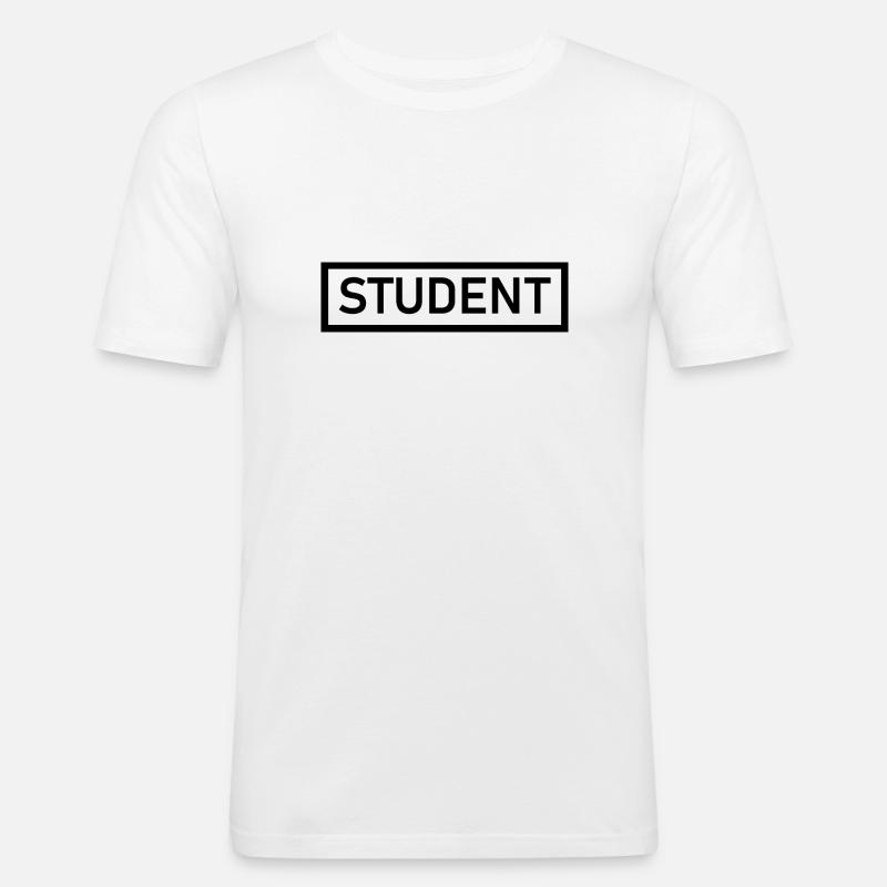 STUDENT schwarzes Simple Design - Männer Slim Fit T-Shirt - Weiß