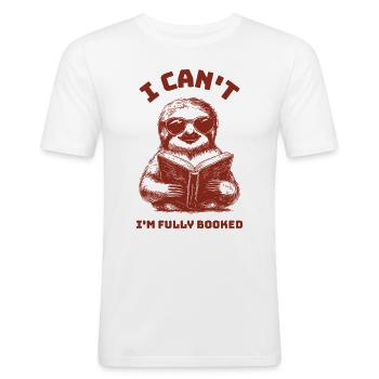 Faultier Retro Fully Booked Lesen Vintage - Männer Slim Fit T-Shirt - Weiß - Vorne - Nik (191cm)