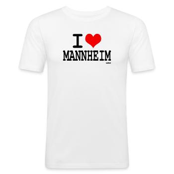 ich liebe mannheim - i love - Männer Slim Fit T-Shirt - Weiß - Vorne - Nik (191cm)