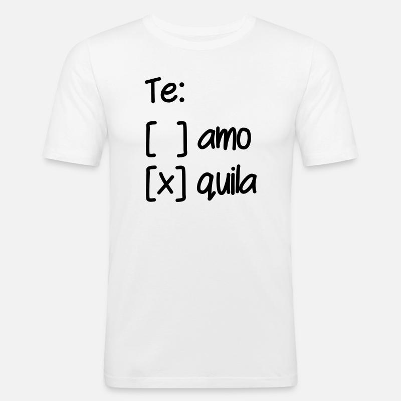 Wahl Te Amo oder Tequila - Männer Slim Fit T-Shirt - Weiß