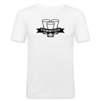 Stammtisch Schnaps - Männer Slim Fit T-Shirt - Weiß - Vorne - Nik (191cm)