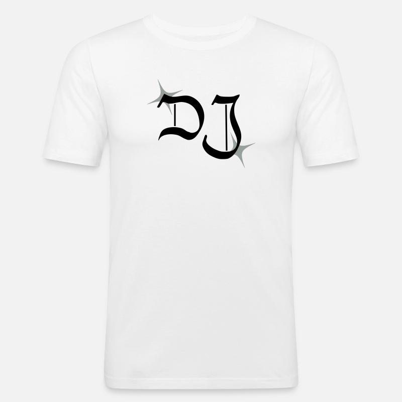 DJ Monogramm - Männer Slim Fit T-Shirt - Weiß