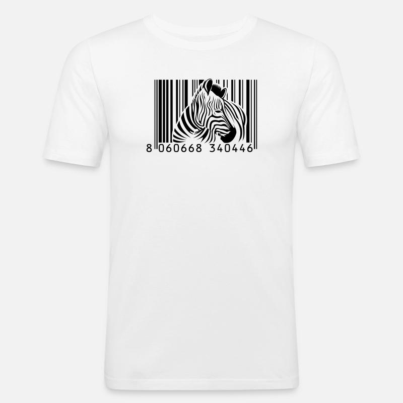 Barcode Zebra - Männer Slim Fit T-Shirt - Weiß