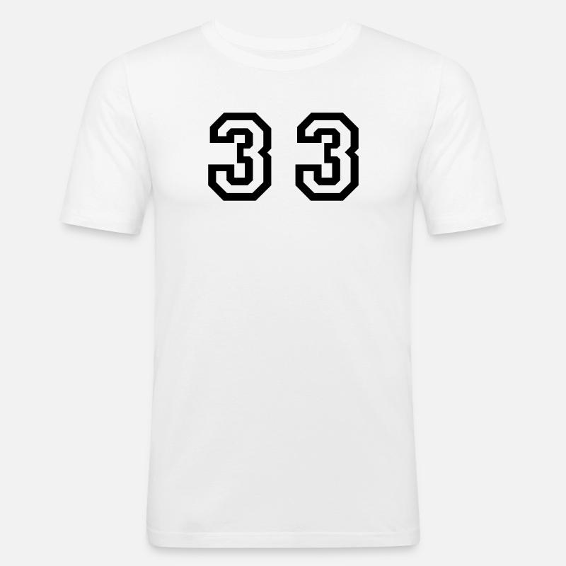 Number - 33 - Thirty Three - Männer Slim Fit T-Shirt - Weiß