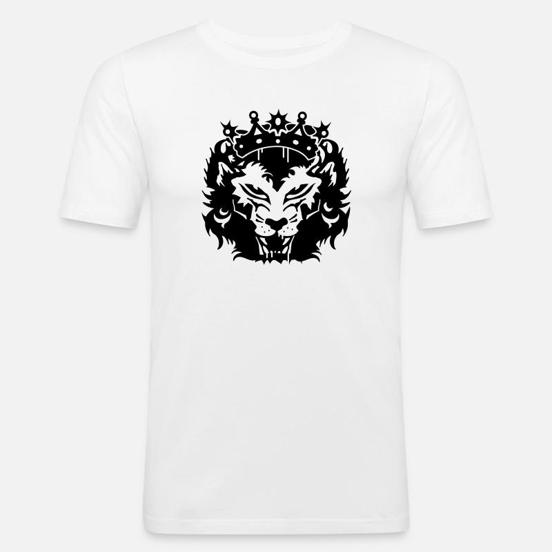 Der Löwe mit Krone - Männer Slim Fit T-Shirt - Weiß