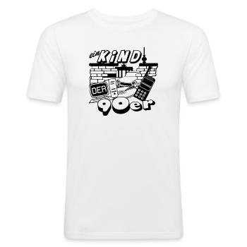 90er Party , Mottoparty , Mauerfall Edition (25) - Männer Slim Fit T-Shirt - Weiß - Vorne - Nik (191cm)