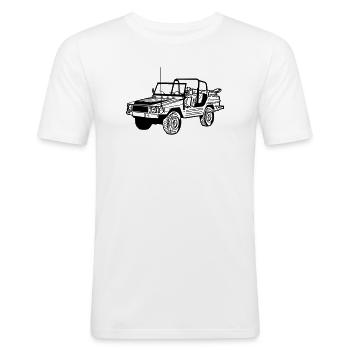 Offroad ,Geländewagen , 4x4 Fun , Kult , Auto (25) - Männer Slim Fit T-Shirt - Weiß - Vorne - Nik (191cm)
