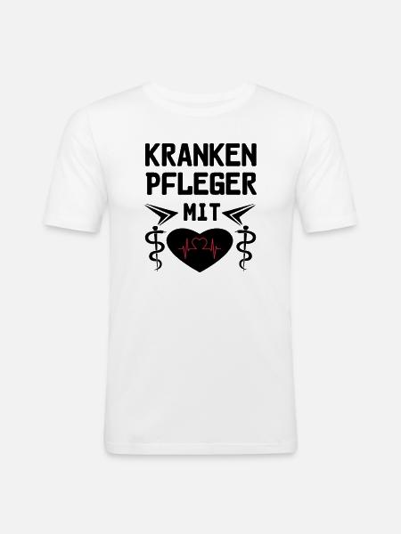Krankenpfleger mit Herz Geschenk - Männer Slim Fit T-Shirt - Weiß