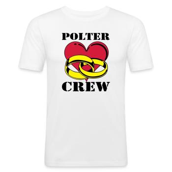 Junggesellenabschied , Polter Crew , JGA (25) - Männer Slim Fit T-Shirt - Weiß - Vorne - Nik (191cm)