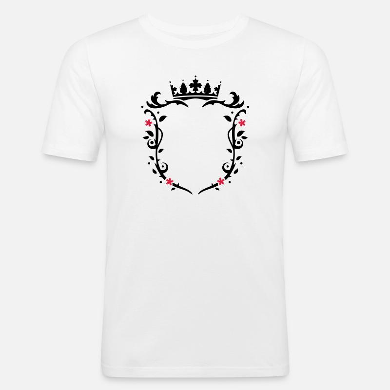 florales Wappen mit Krone - Männer Slim Fit T-Shirt - Weiß