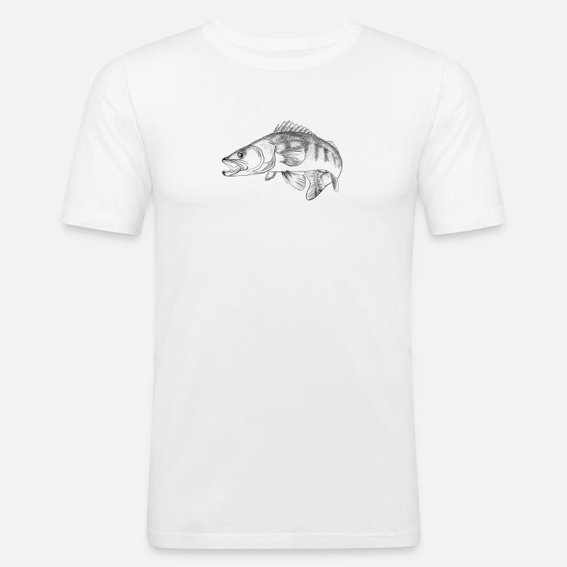 Zander - Männer Slim Fit T-Shirt - Weiß