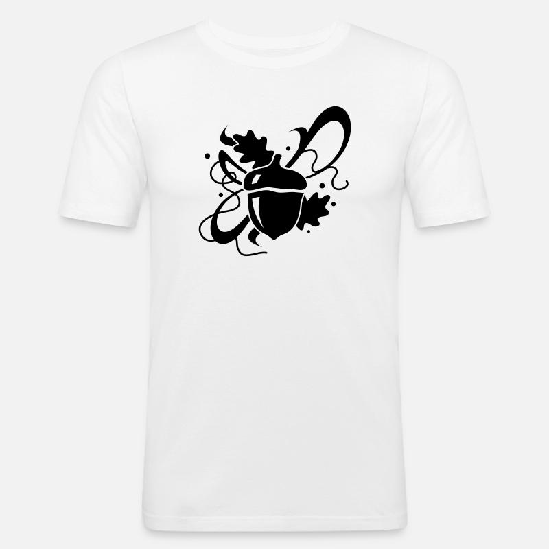 Eichel mit Eichenblätter - Männer Slim Fit T-Shirt - Weiß