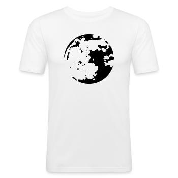 Mond Stencil - Männer Slim Fit T-Shirt - Weiß - Vorne - Nik (191cm)