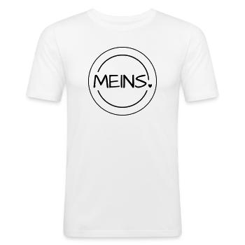 Meins mit Herz Stempel - Männer Slim Fit T-Shirt - Weiß - Vorne - Nik (191cm)