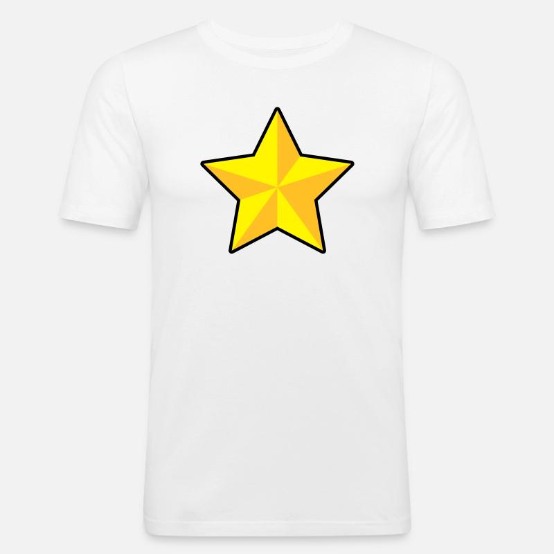 3D Stern - Männer Slim Fit T-Shirt - Weiß