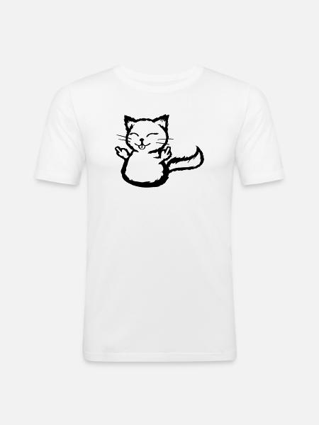Freche fick dich Katze - Männer Slim Fit T-Shirt - Weiß