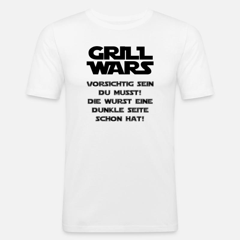 Grill Wars - Männer Slim Fit T-Shirt - Weiß