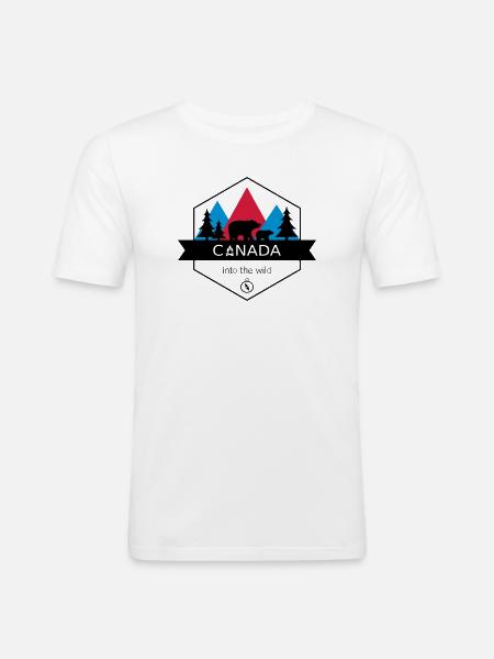Kanada in die Wildnis mit Bären und Wald - Männer Slim Fit T-Shirt - Weiß