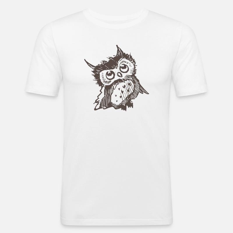 Eule - Männer Slim Fit T-Shirt - Weiß