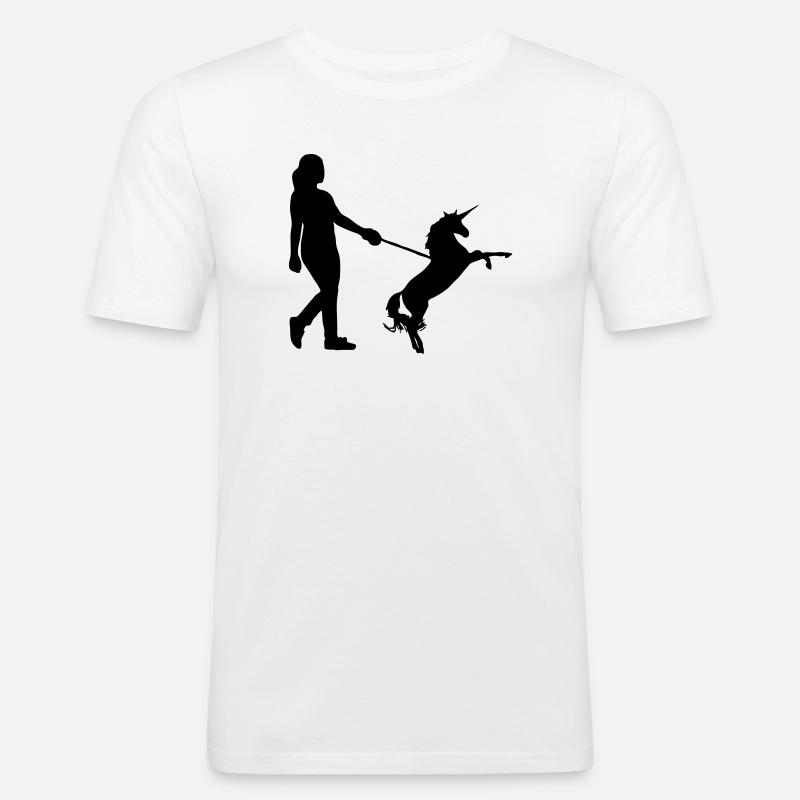 Einhorn Gassi - Einhörner, Haustier, Geschenk - Männer Slim Fit T-Shirt - Weiß