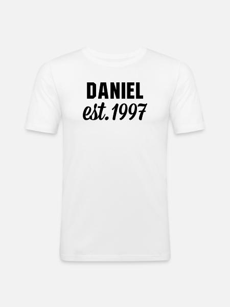 Daniel est 1997 - Männer Slim Fit T-Shirt - Weiß