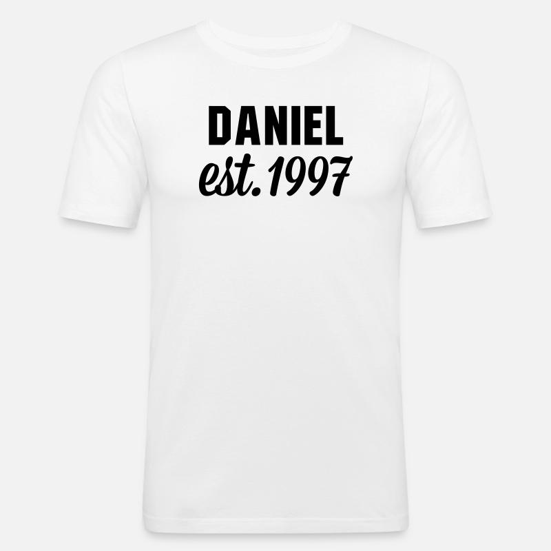 Daniel est 1997 - Männer Slim Fit T-Shirt - Weiß