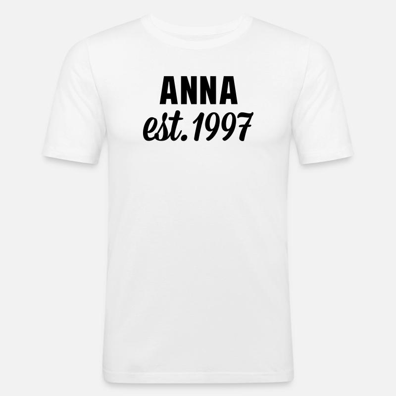 Anna est 1997 - Männer Slim Fit T-Shirt - Weiß