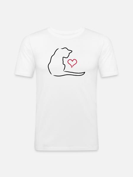 Chat - T-shirt près du corps Homme - blanc