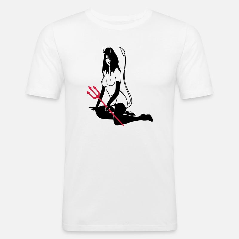 Teufelchen - Männer Slim Fit T-Shirt - Weiß