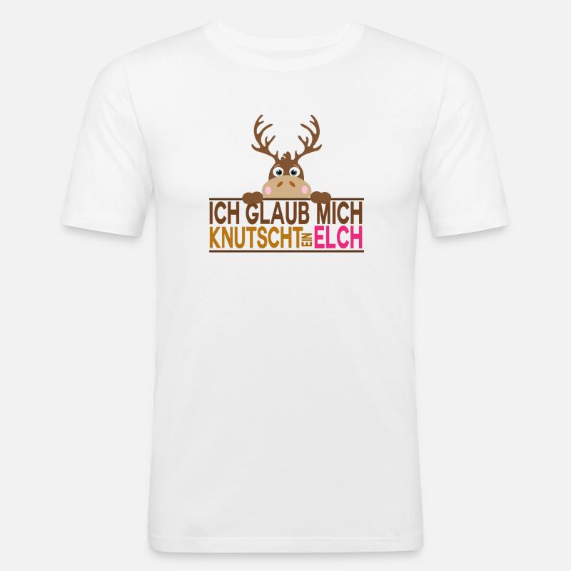 Ich glaub mich knutscht ein Elch - Männer Slim Fit T-Shirt - Weiß