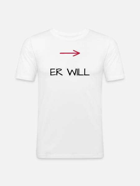 Er will Junggesellenabschied Pfeil - Männer Slim Fit T-Shirt - Weiß