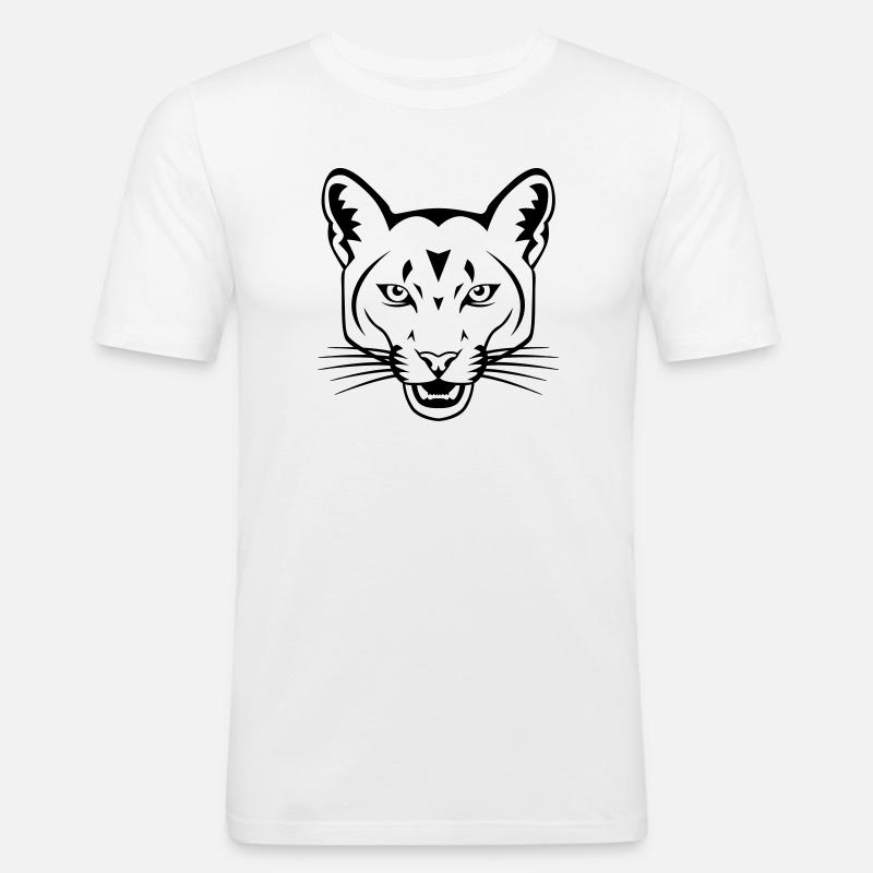 Raubkatze - Männer Slim Fit T-Shirt - Weiß